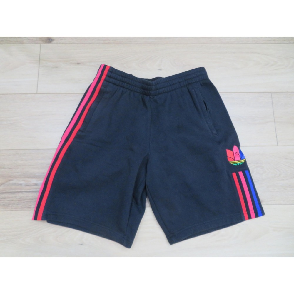 Adidas Sweat Shorts Mens Medium Black Fleece 3D Trefoil Gym Logo Comfort Pockets